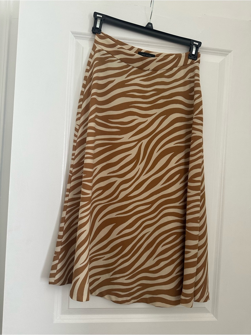 Ann Taylor Brown and Cream Zebra-Print A-Line Skirt